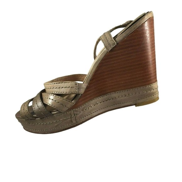 Frye Womens Corrina Stitch Platform Sandals Shoes Wedge 8.5M 73615 Beige Leather - Picture 10 of 12